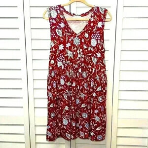 LOFT V-Neck Sleeveless Knit Floral Dress Size MP (Medium Petite)